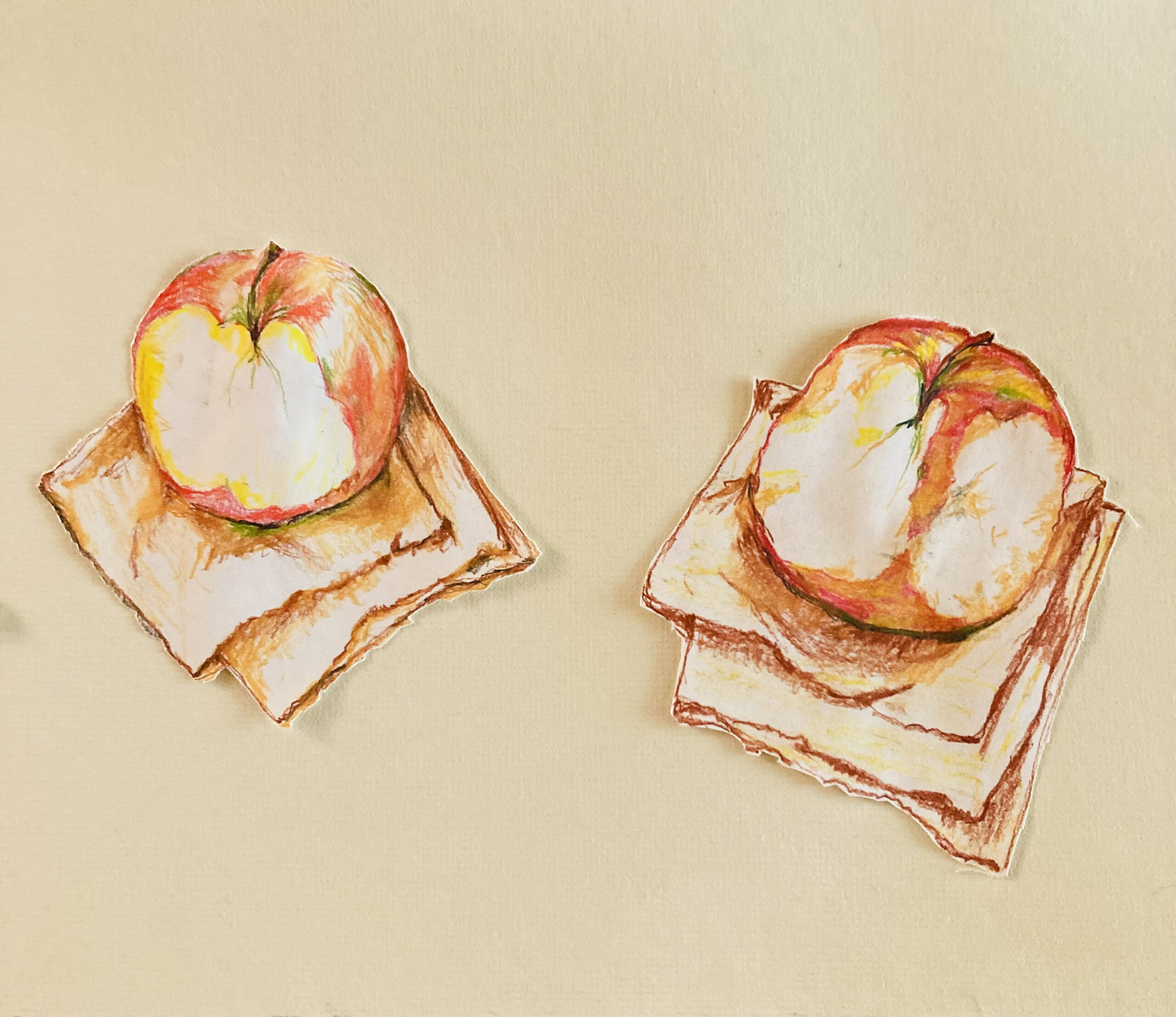 Hand drawing two apple